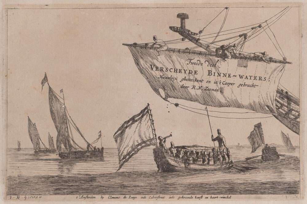 Title Page: Fishing Boats and Staten Sloop — Reinier Nooms, called Zeeman