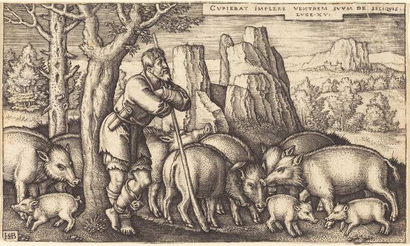 The Prodigal Son Tending the Swine — Sebald Beham