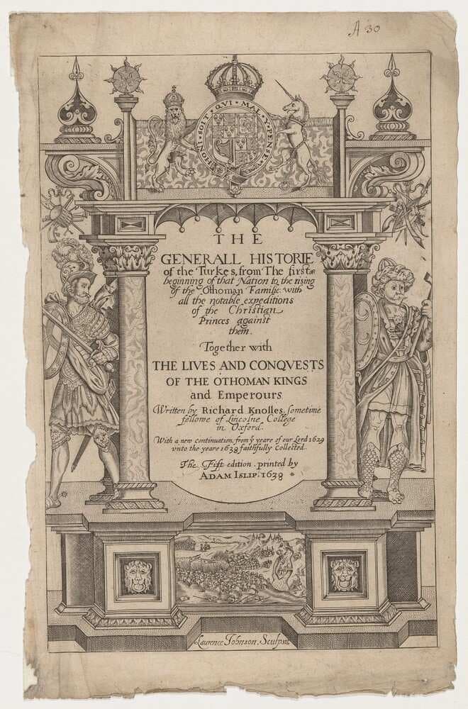 Title Page for R. Knolles Generall Historie of the Turkes — George Keller