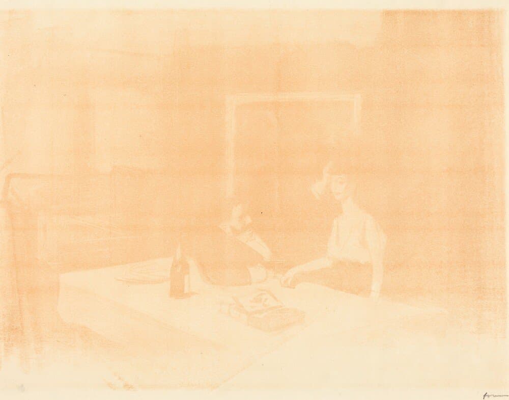 Scène de cabinet particulier (planche en largeur au lavis) (Scene in a Private Room) (horizontal plate) — Jean-Louis Forain