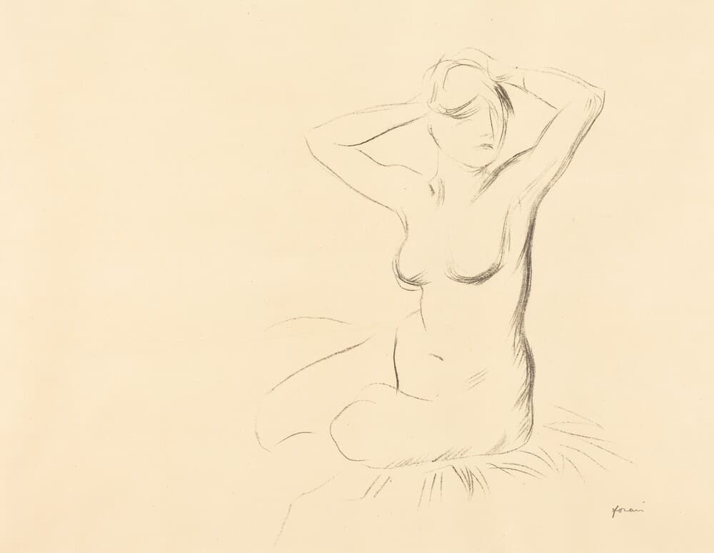 Etude de femme nue, les mains croisées au-dessous de la tête (Study of a Nude Woman, Her Hands Crossed behind Her Head) — Jean-Louis Forain