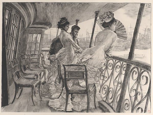 The Gallery of H.M.S. Calcutta (Souvenir of a Ball on Shipboard) (La galerie du "Calcutta" (Souvenir d'un bal à bord) — James Tissot