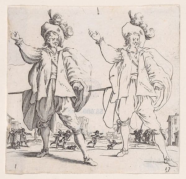L'Officier Tenant son Épée Horizontale (The Officer Holding his Sword Horizontally), from Varie Figure (Various Figures), plate 13 — Jacques Callot