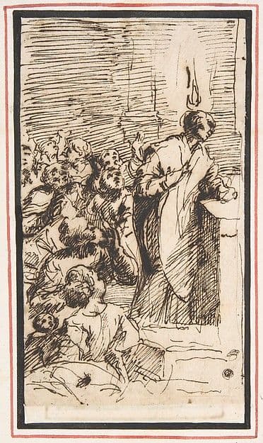 The Miraculous Mass of Saint Martin of Tours with the Apparition of a Ball of Fire above His Head — Giovanni Lanfranco