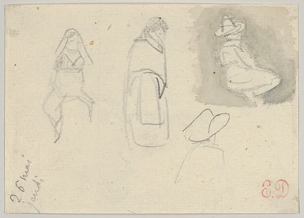 Sketches of Four Figures, Spain — Eugène Delacroix
