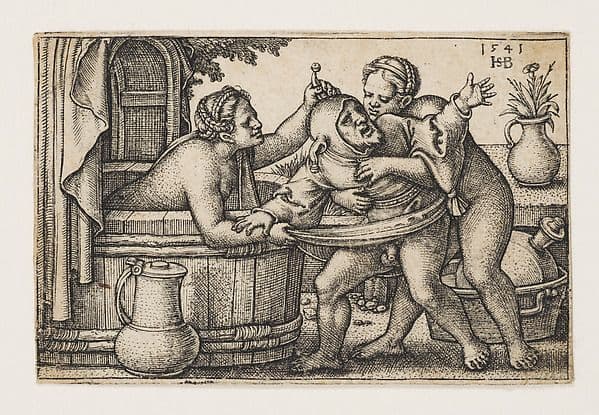 Buffoon and Two Women — Sebald Beham