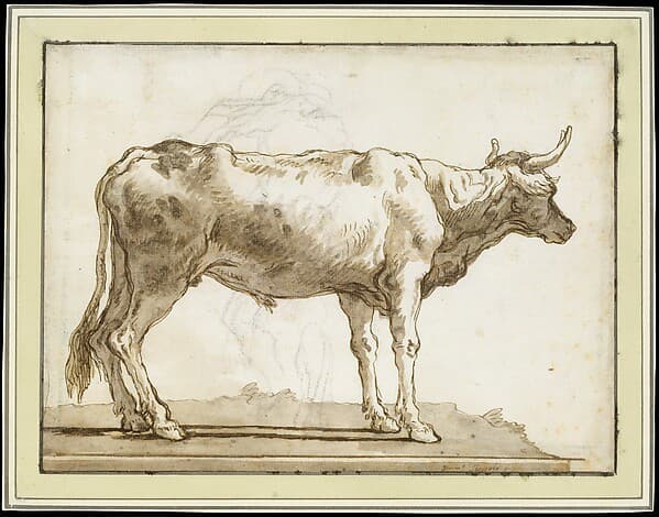A Bullock Standing to the Right (on a Base) — Giovanni Domenico Tiepolo