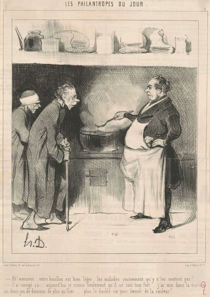 Ah! Monsieur ...votre bouillon est ... — Honoré Daumier