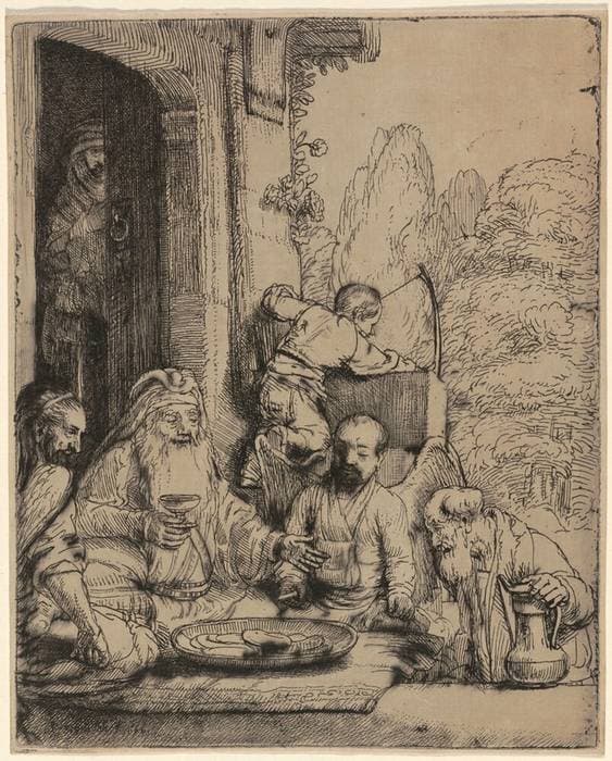 Abraham Entertaining the Angels — Rembrandt van Rijn