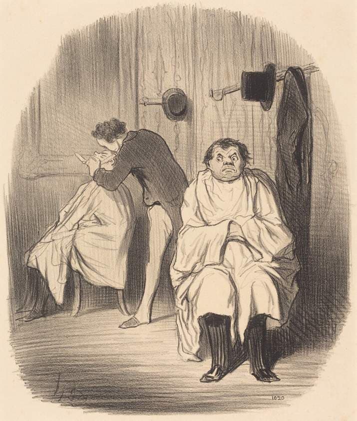 Diable!... il parait que le rasoir n'est guère bon... — Honoré Daumier