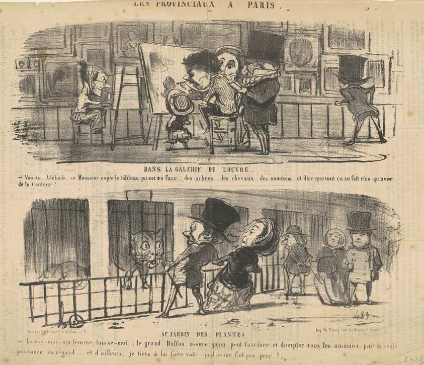 Dans la galerie du Louvre — Honoré Daumier