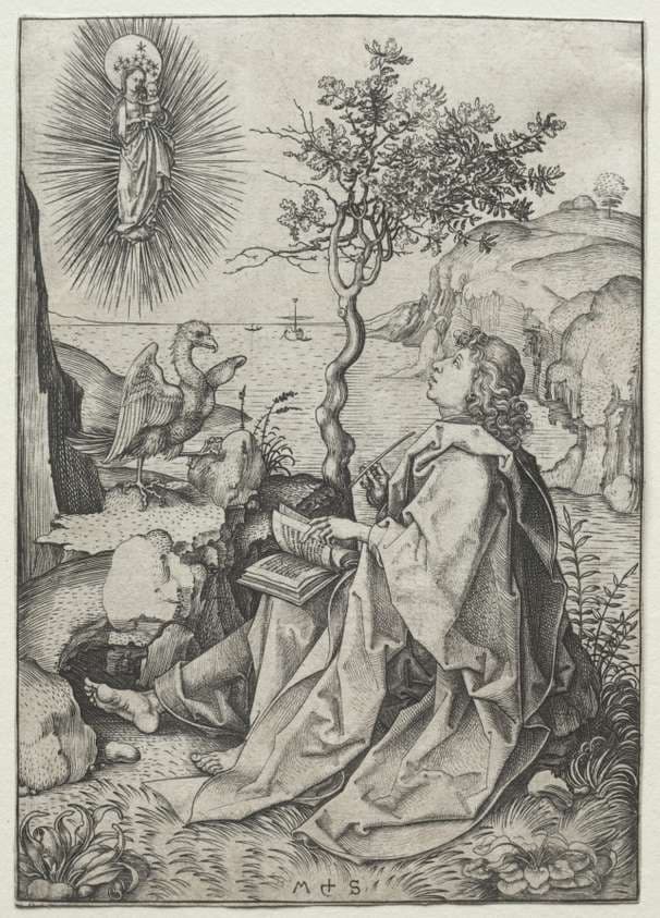 St. John the Evangelist on the Isle of Patmos — Martin Schongauer