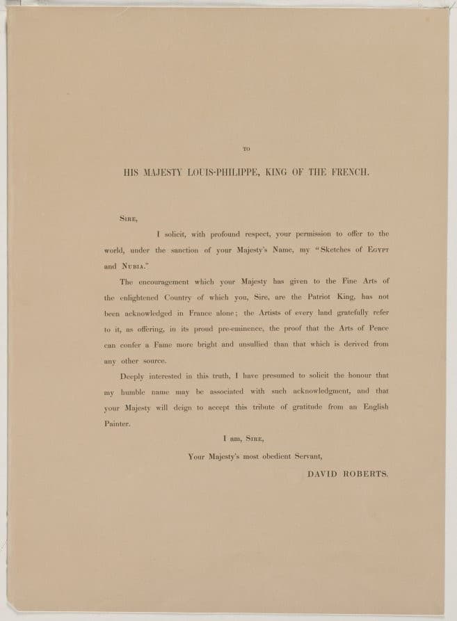 Egypt and Nubia, Volume I: Dedication Page — Louis Haghe