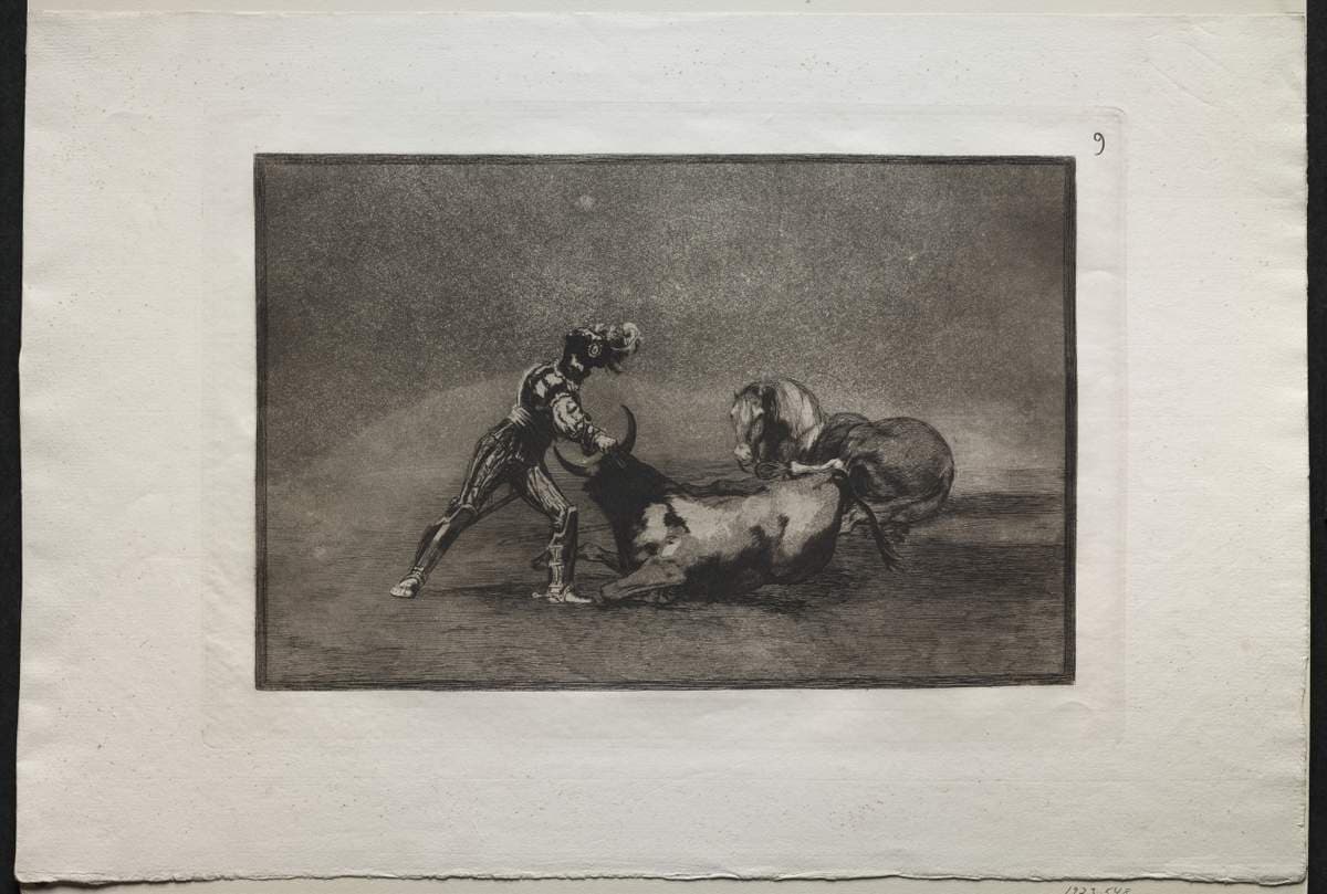 Bullfights: A Spanish Knight Kills the Bull After Having Lost His Horse — Francisco Goya