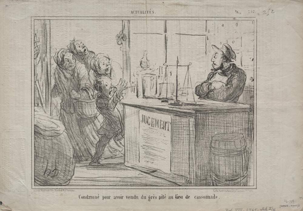 Convicted for having sold crushed sandstone instead of brown sugar — Honoré Daumier