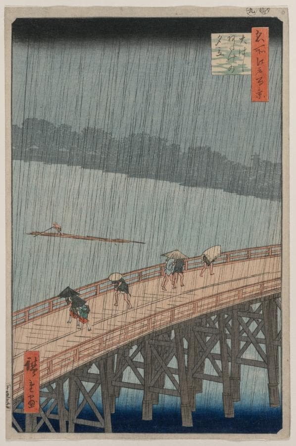 Sudden Shower over Shin-Ōhashi Bridge and Atake, from the series One Hundred Famous Views of Edo — Andō Hiroshige