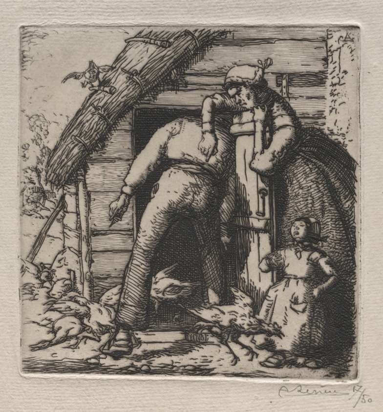 La Poulailler attrape la plus grosse — Auguste Lepère