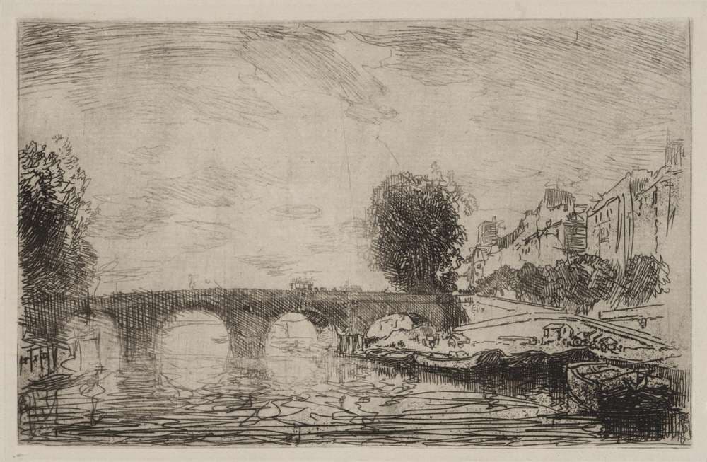 Sunset at Pont Marie — Auguste Lepère