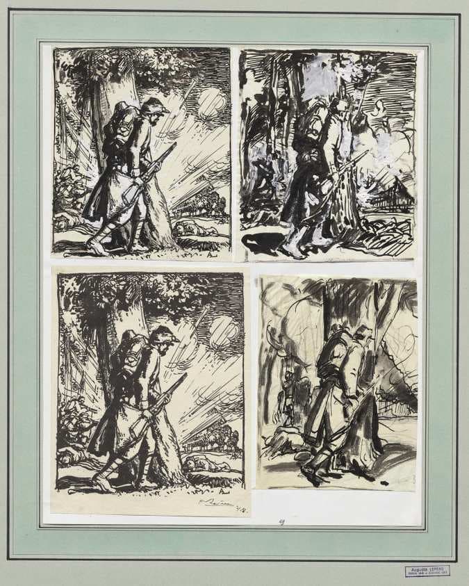 Fantassin à l'abri d'un arbre — Auguste Lepère