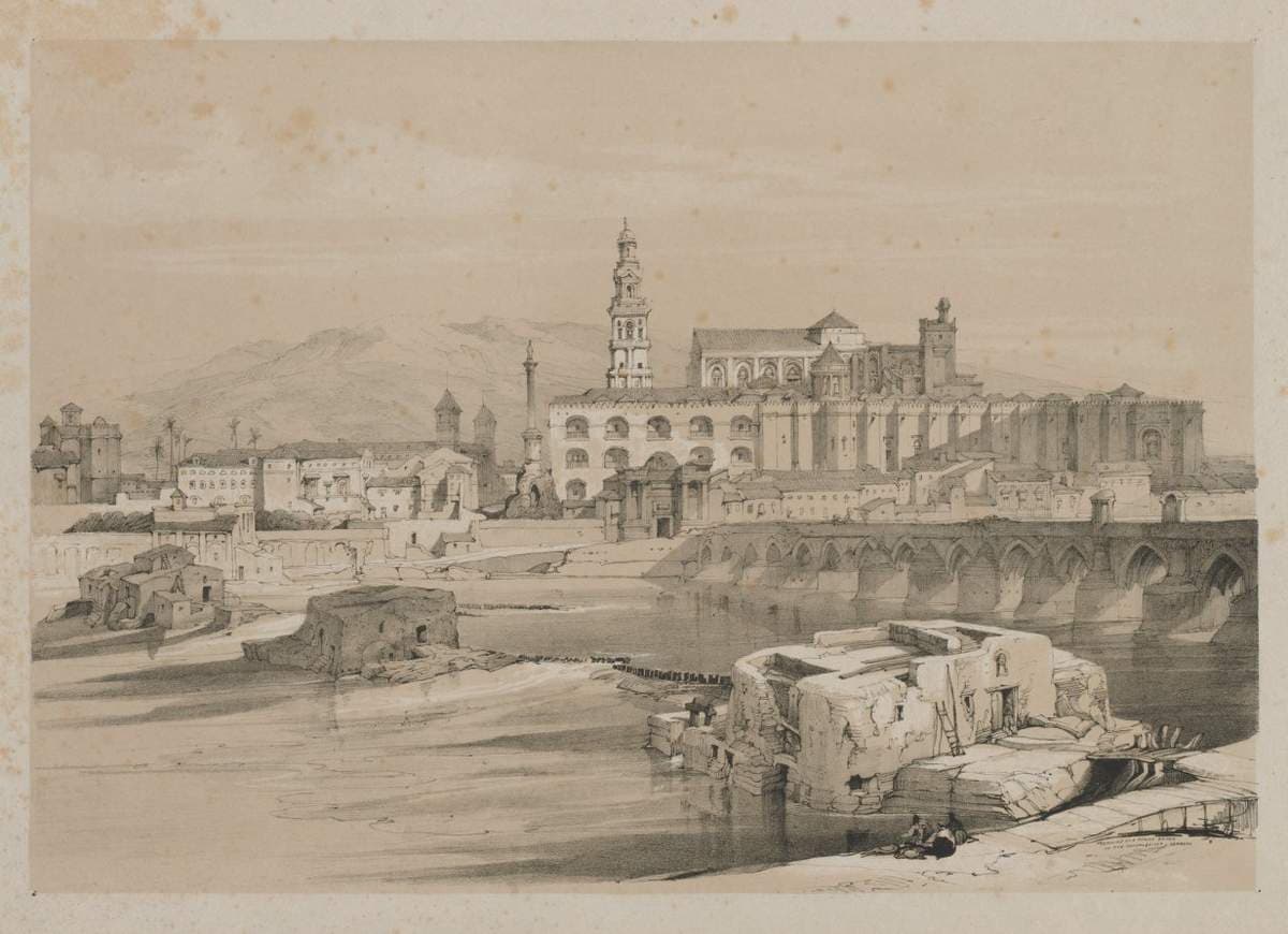 Picturesque Sketches in Spain: Remains of a Roman Bridge on the Guadalquiver, Cordova — Thomas Shotter Boys