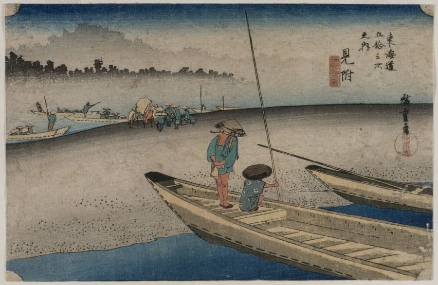 Picture of the Tenryu River near Mitsuke (Station 29), from the series Fifty-Three Stations of the Tokaido — Andō Hiroshige