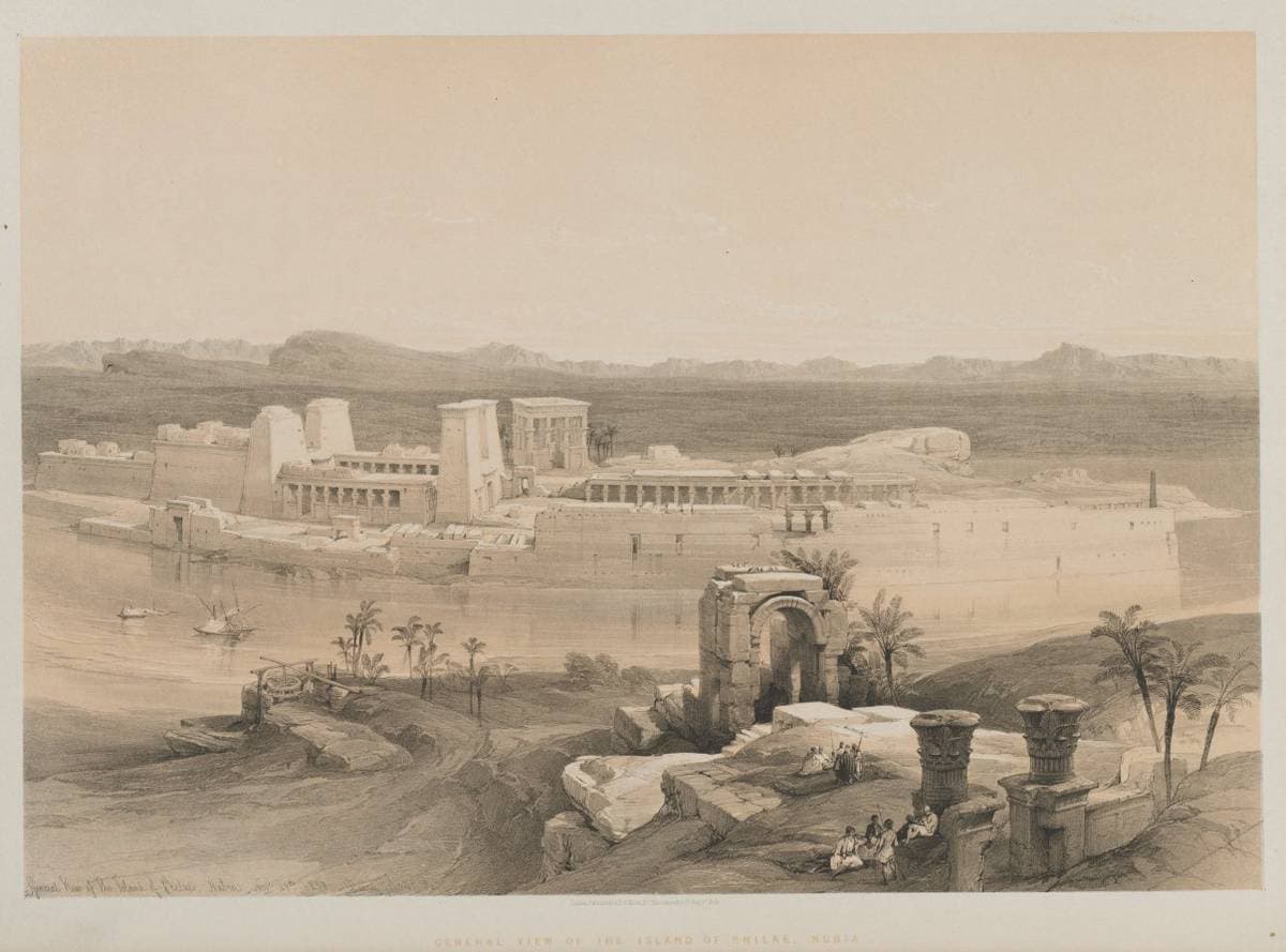 Egypt and Nubia, Volume I: General View of the Island of Philae, Nubia — Louis Haghe