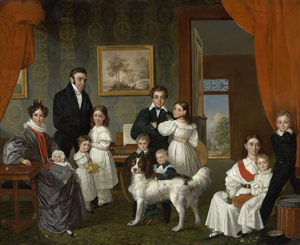 Portrait of the Baud family in their country house in Voorburg — Raden Saleh