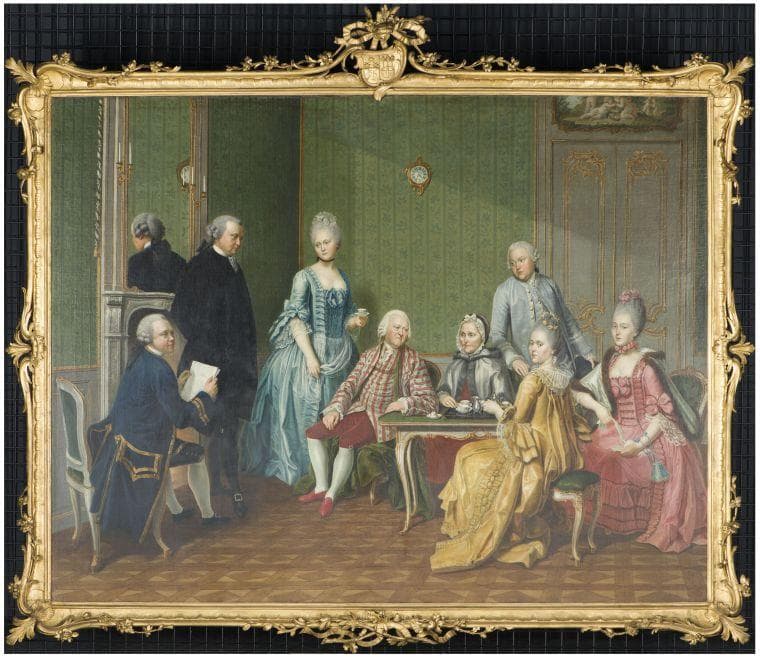 Portrait of Bruno Martens (1695-1769), Eleonora Christina Bingelius (1697-1774) and their children — Benjamin Samuel Bolomey