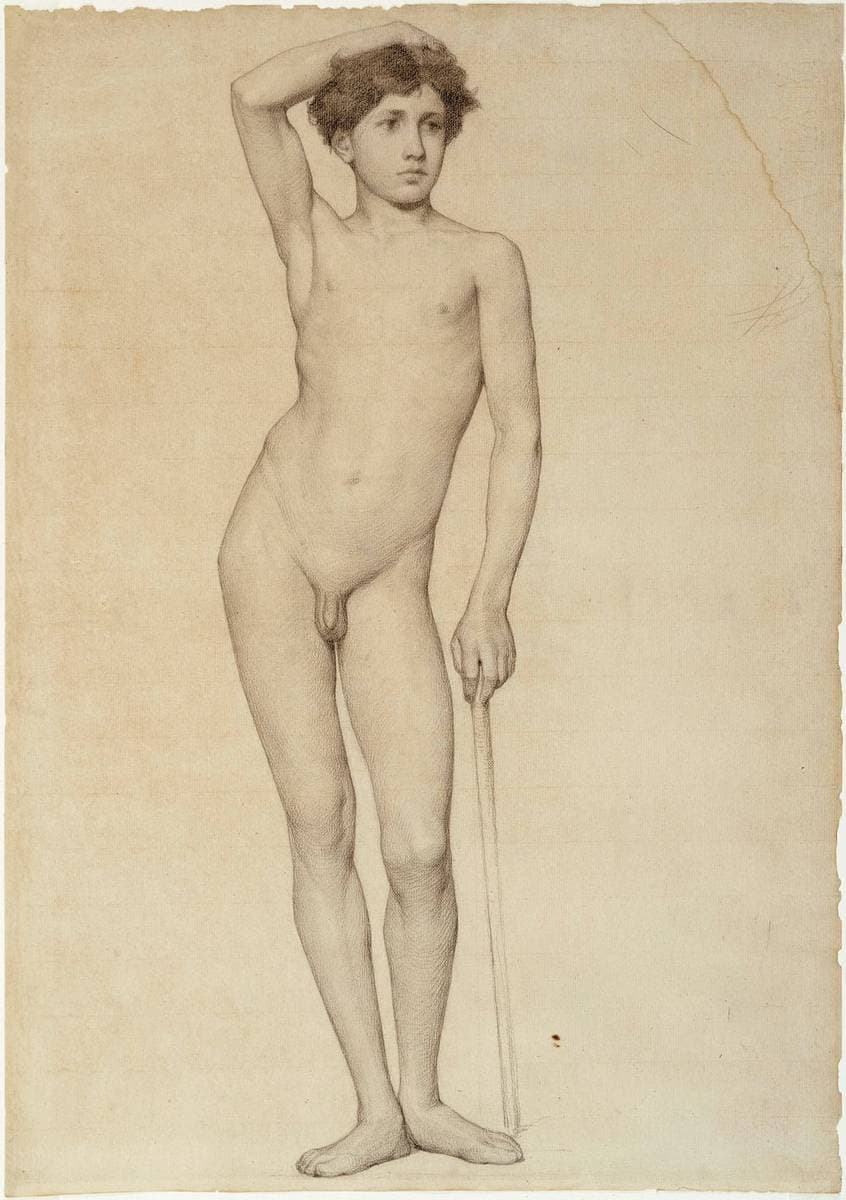 Nude Male Model, academy study — Albert Edelfelt