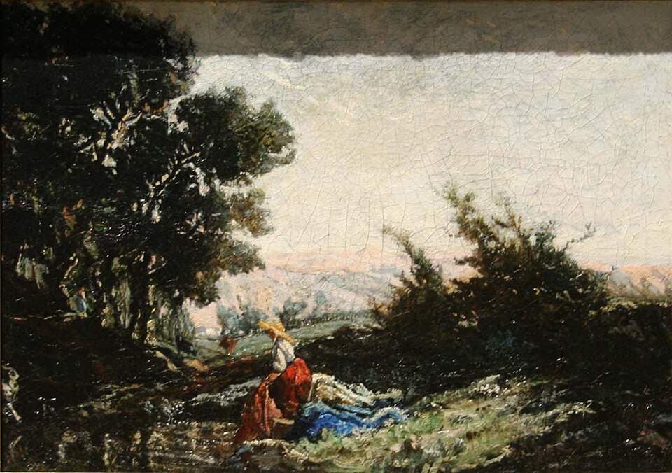 LAVANDIERE AU RUISSEAU — Paul Guigou