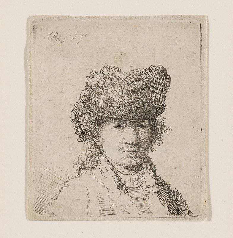 Rembrandt in a Fur Cap (the dress light) — Rembrandt van Rijn