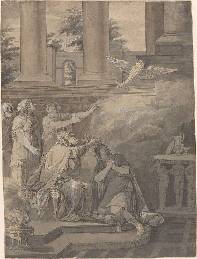 Pallas Athene in the Form of a Bird Leaving Nestor and Telemachus — Jean-Jacques-François Le Barbier I