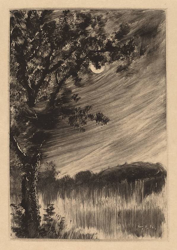 Moonlit Landscape with Tree at the Left — William Fowler Hopson