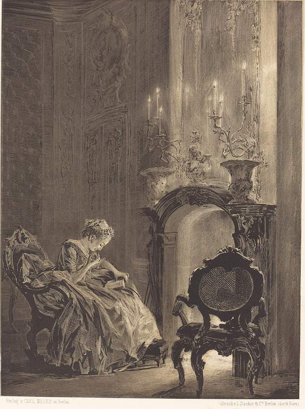 Woman before a Fire — Adolph Menzel