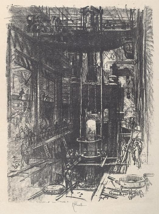 Shaping a Gun from an Ingot — Joseph Pennell