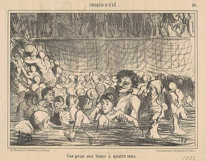 Vue prise aux bains a quatre sous — Honoré Daumier