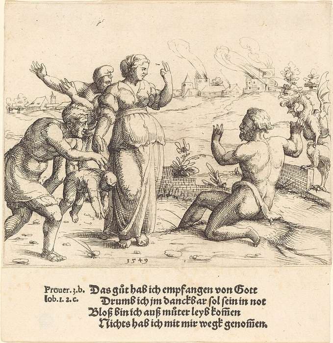 Job Learns of His Misfortunes — Augustin Hirschvogel