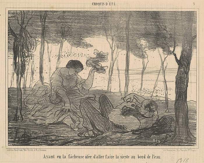 Ayant eu la facheuse idée d'aller ... au bord de l'eau — Honoré Daumier