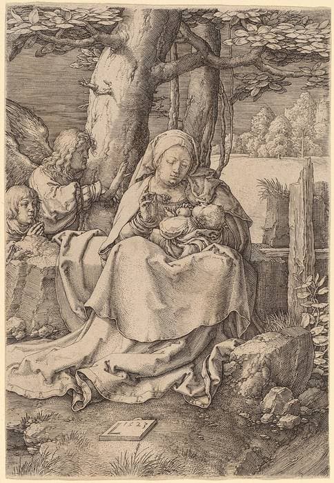 The Virgin and Child with Two Angels — Lucas van Leyden