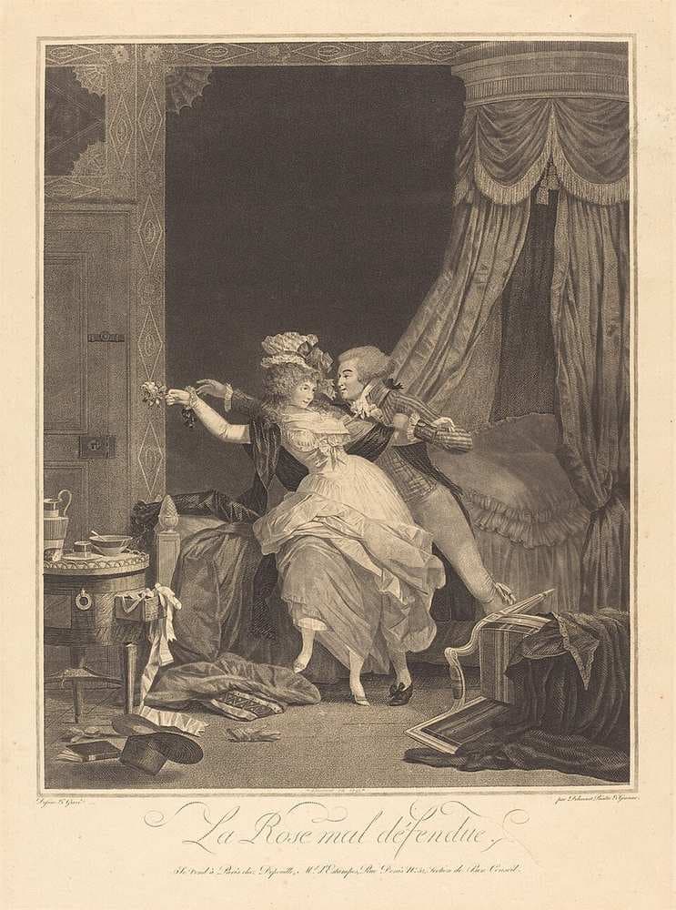 La Rose mal defendue (The Poorly Defended Rose) — Philibert-Louis Debucourt
