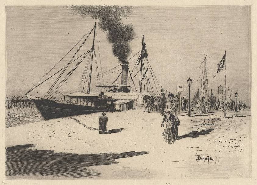 Embarcadere à Trouville (Wharf at Trouville) — Félix-Hilaire Buhot