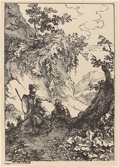 Landscape with Men in Armor, Tree Stump — Joseph Fischer