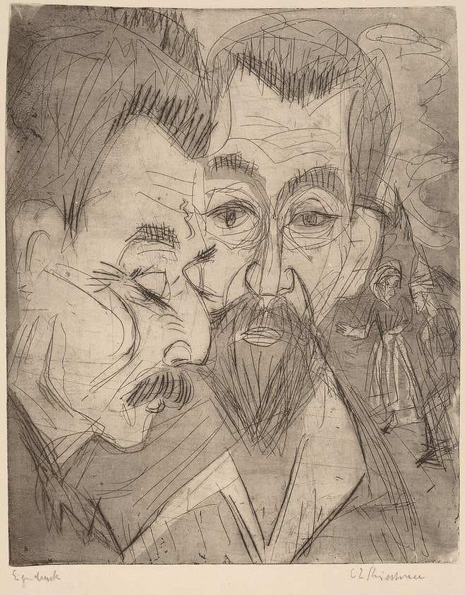 Two Peasant Heads — Ernst Ludwig Kirchner