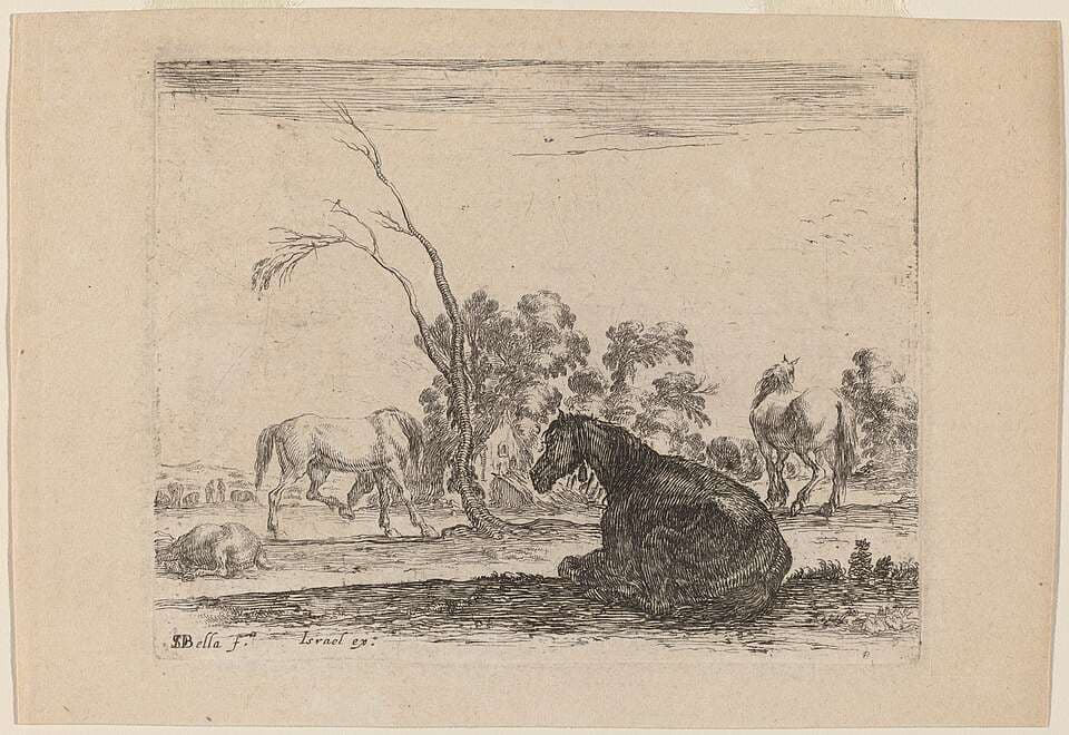 Horses in a Pasture — Stefano Della Bella