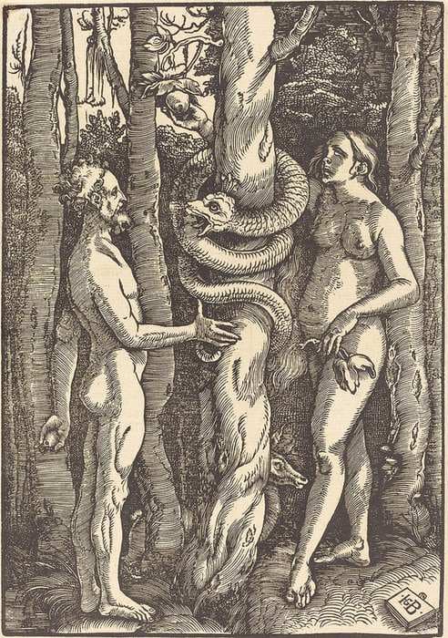 Adam and Eve with Serpent — Hans Baldung