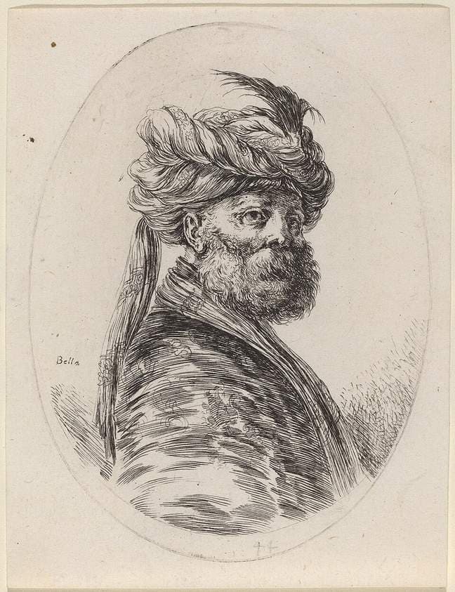 Bearded Moor in a Feathered Turban with a Veil, Turned to the Right — Stefano Della Bella