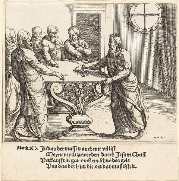 The Payment of Judas — Augustin Hirschvogel