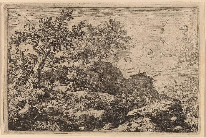 Two Peasants Seated on a Hill — Allaert van Everdingen