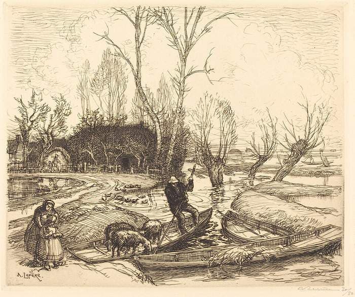 In the Deluged Marsh - The Shepherd (Au marais inonde - Le berger) — Auguste Lepère