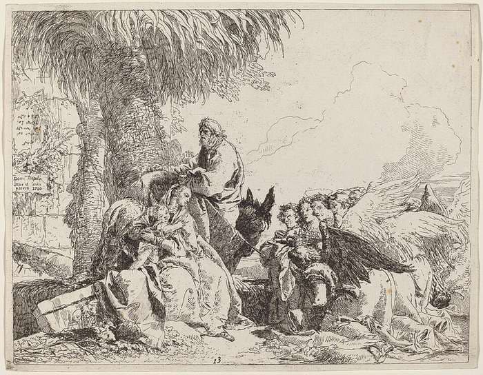 The Rest on the Flight, with Adoring Angels — Giovanni Domenico Tiepolo
